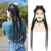 synthetic box braided lace front wigs 30inch long box braid wigs for black women braids twisted lace wig with baby hair perruque