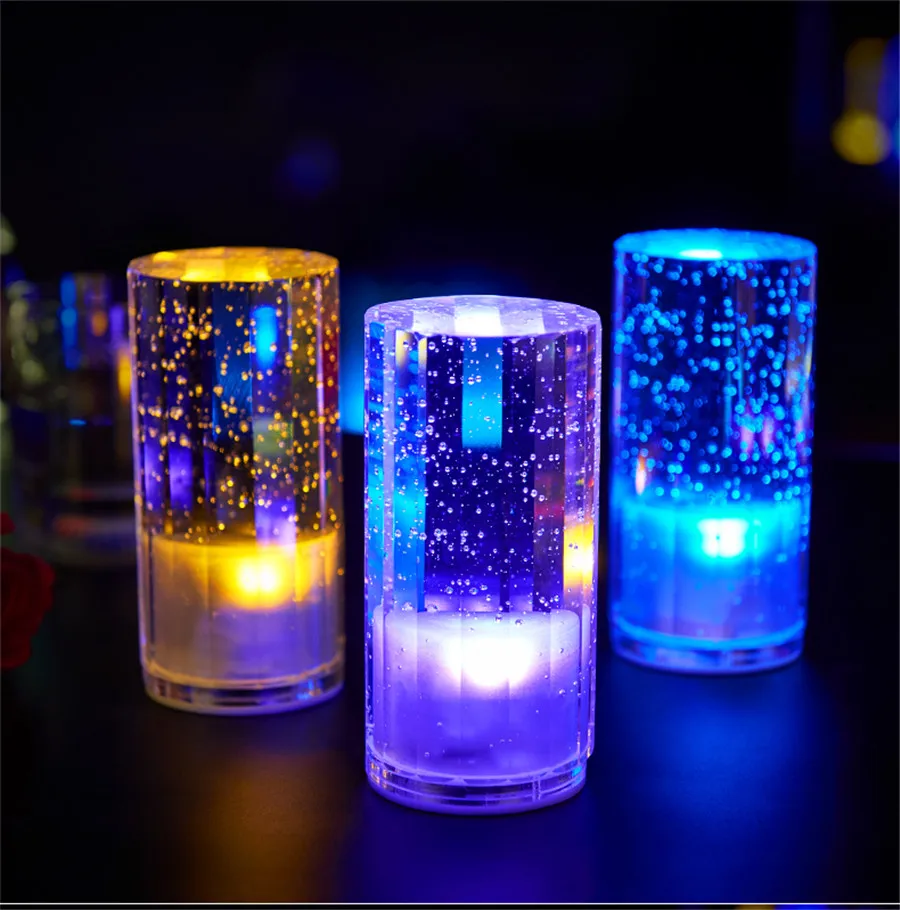 

BEIAIDI Creative Chargeable Restaurant Bar KTV Table Lamp Acrylic Cafe Pub Led Night Light Home Hotel Bedroom Atmosphere Light