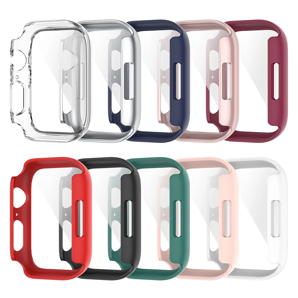 

360 полноэкранная защита, бампер, рамка, Жесткий Чехол для Apple Watch 7 41 мм 45 мм, чехол из закаленного стекла для iWatch серии 7 41 мм 45 мм