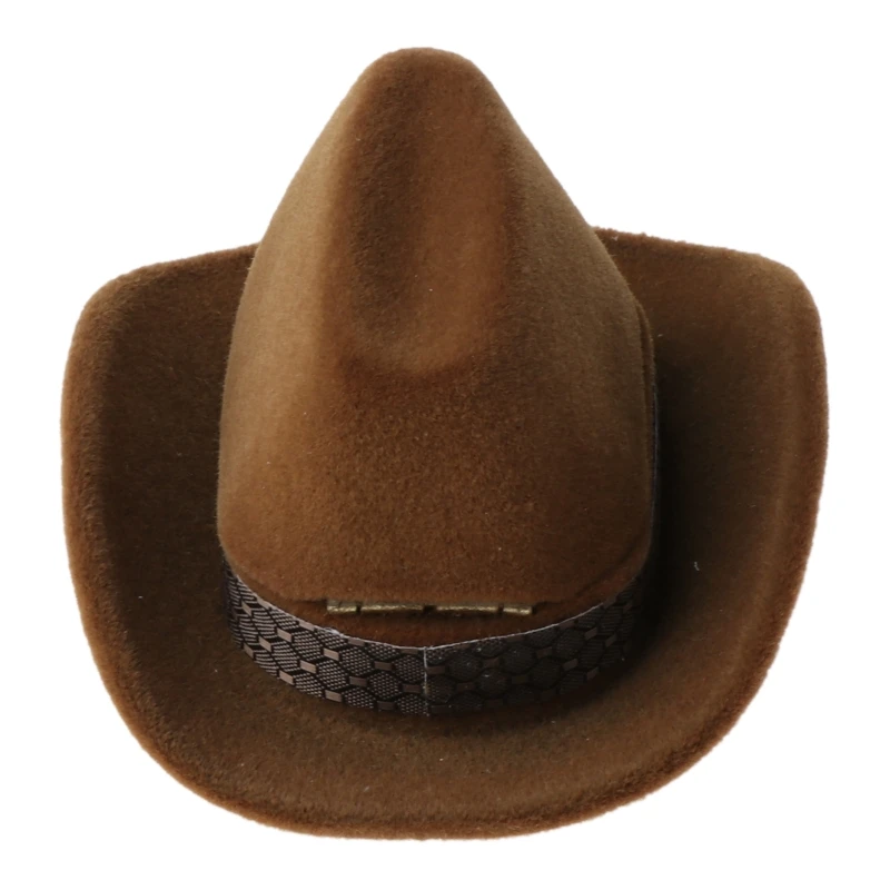 

Creative Cowboy Hat Shape Rings Box Jewellery Display Storage Case Direct TransportationDirect Transportation