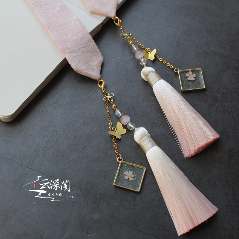 Кисточкой розовые цветы оголовье Древние китайские аксессуары для волос ханьфу