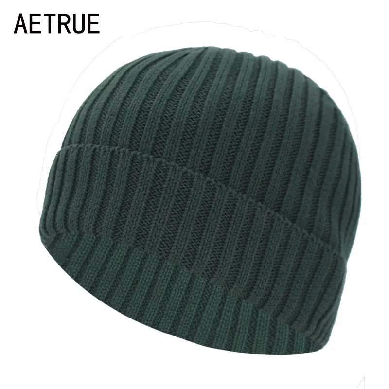 Шапка Вязаная Унисекс Skullies зимняя однотонная хлопок | Аксессуары для одежды