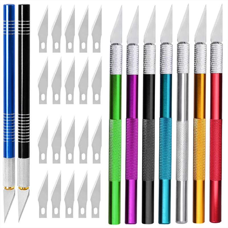 

RORGETO Carving Knife Scalpel Knife Non-slip Cutter for Leather Cutting Mobile Phone Film Paper Cut Handicraft Carving Tools