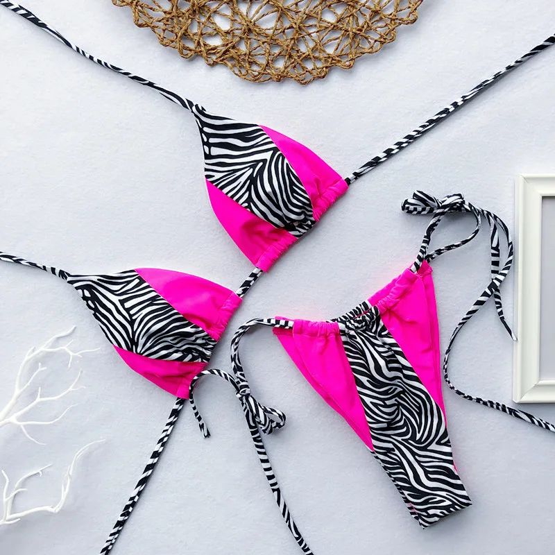 Сексуальный мини бикини треугольник ленточное Бикини Набор Винтажный микро