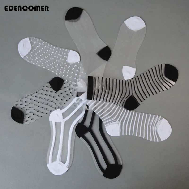 

4 Pairs/lot Women Ankle Socks 2019 Ladies Pure Silk Short Lace Korean Sock Female Cheap Women's Transparent Crystal Sock White