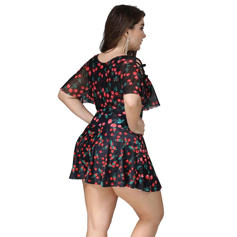 Swim Dresses Women Plus Size Swimsuit Push Up Swimwear Large Sizes Swimming Suit Bathers May Tankini Set 2020 Printed Swimsuits