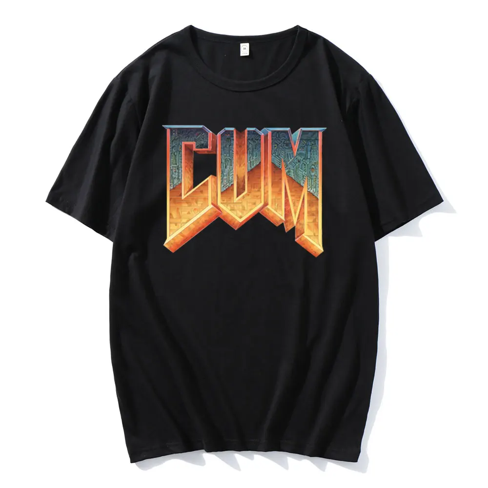Рубашка Doom Cum Винтажная футболка с графическим рисунком для мужчин Хлопковая