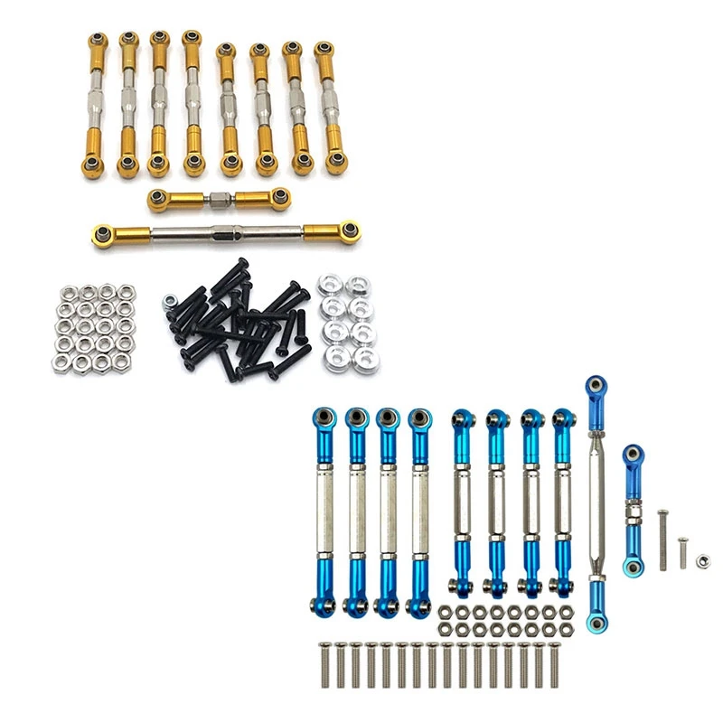 

2 Set RC Car Upgrade Accessories Metal Pull Rod Steering Link Rod Set Parts, Blue & Yellow