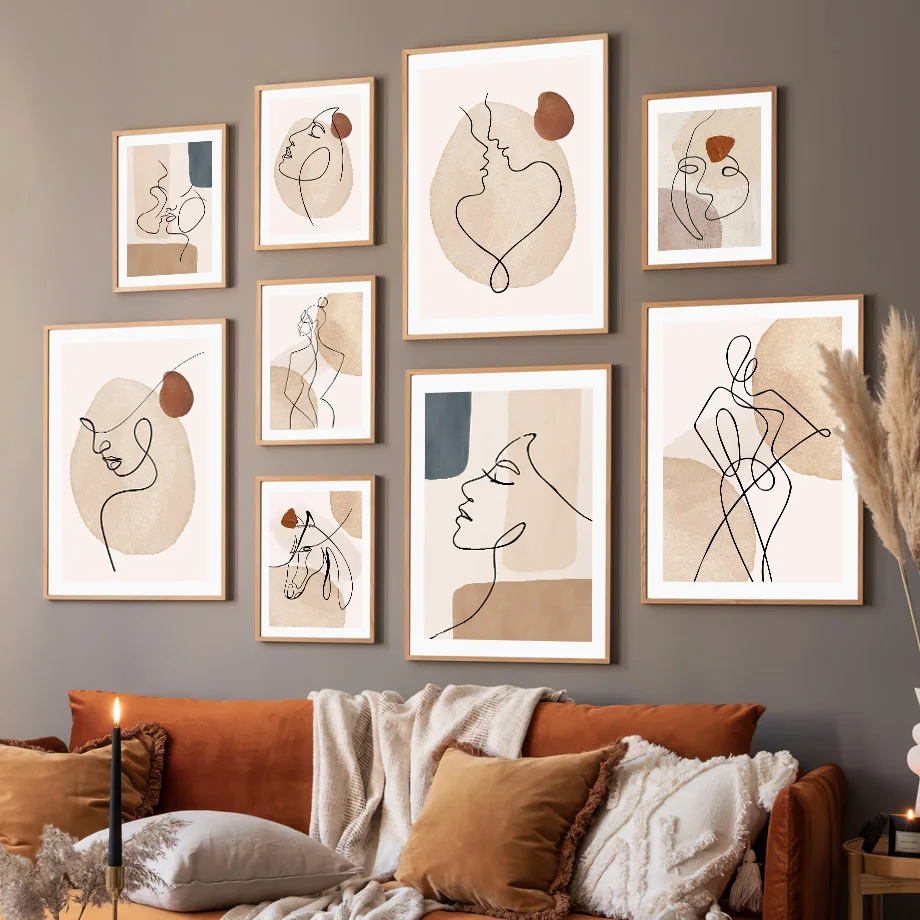 

Bohemian Woman Line Color Block Nordic Abstract Wall Art Canvas Painting Posters And Print Pictures For Living Room Modern Decor