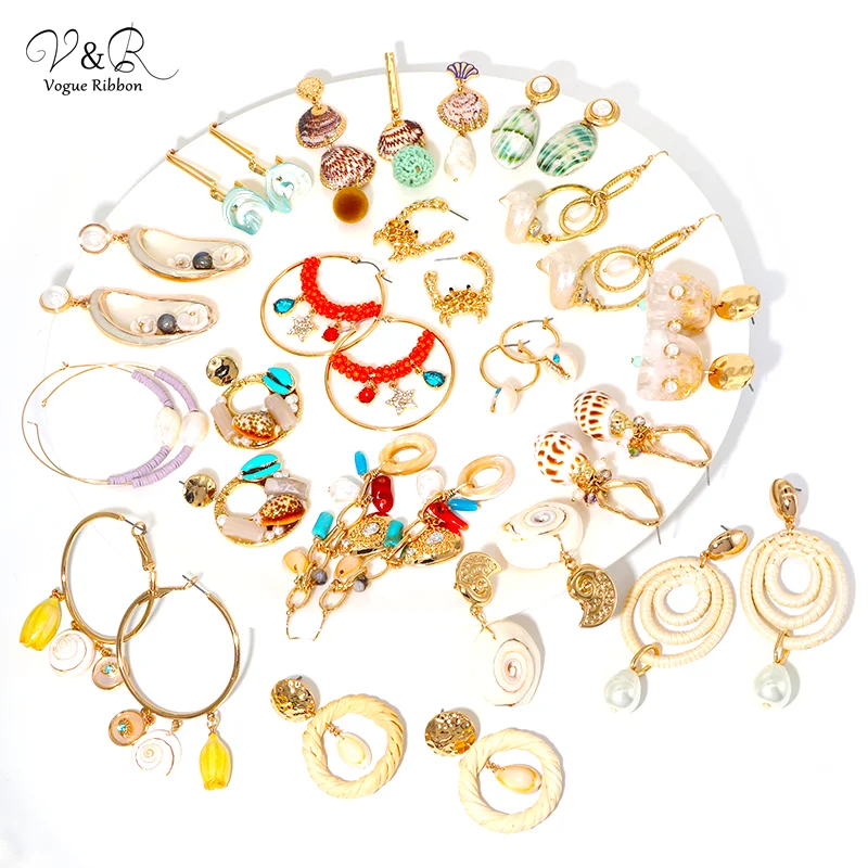 Серьги 2020 Богемный океан Раковина Морской дизайн Мода Подвесные Жемчужный стиль.