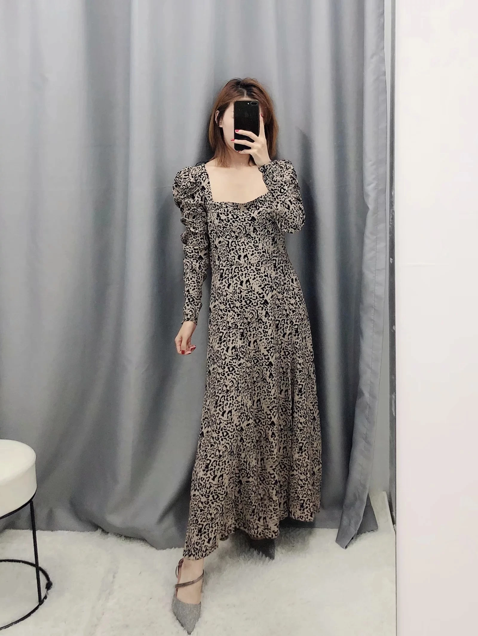ZA женское платье с рисунком леопард и животным принтом Пышное Платье со