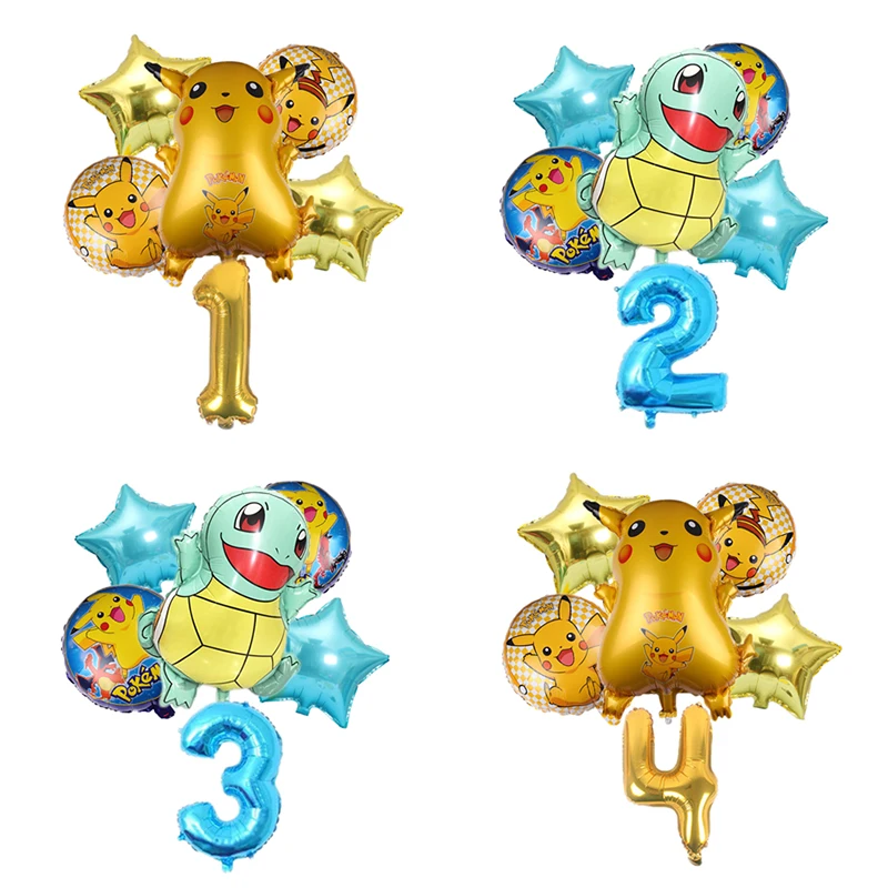 Набор воздушных шаров 5 шт. серия покемонов Пикачу Дженни черепаха алюминиевые