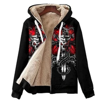 winter mens thermal fleece jacket oversized 3d skull printing autumn heating college streetwear clothes womens zipper hoodies