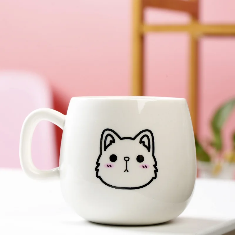 

Creative Coffee Cups Cute Expression Ceramic Mugs Drinking Cups Tea Coffee Cups Ceramic Mug with Lid Tumbler with Straw Mugs