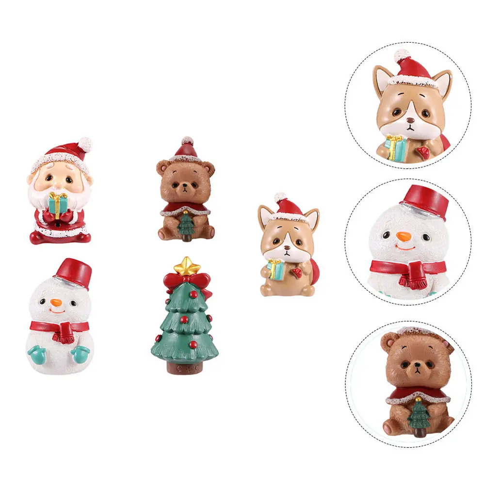

5Pcs Christmas Ornaments Creative Adoravle Desktop Adornments Resin Crafts Decors for Office School Home
