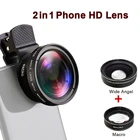 Профессиональный HD объектив для камеры телефона 0.45X 49UV Супер широкоугольный 12,5x макрообъектив универсальный зажим 2 в 1 комплект для смартфонов iPhone