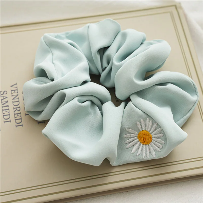 

Sweet Printing Daisy Flowers Scrunchies Women Romantic Hair Rope Chiffon Scrunchies rubber Hair Tie Hair Accessories