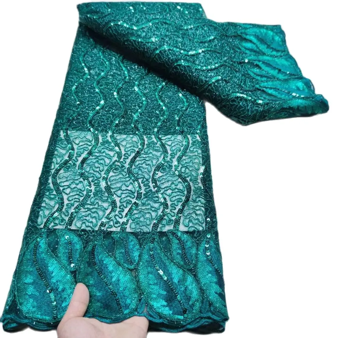 

Африканская кружевная ткань 2022, высокое качество, новый дизайн, нигерийский Швейцарский тюль с блестками, 5 ярдов для женского свадебного ве...