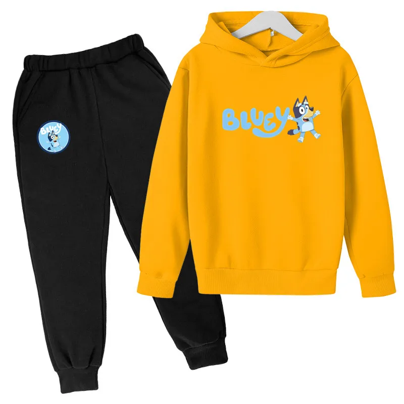 

Boys girls winter suits bluey Fashion Sports Suit Children Outdoor Sweatshirt + Pants Two-piece Clothes Cotton Cute cartoon Sets