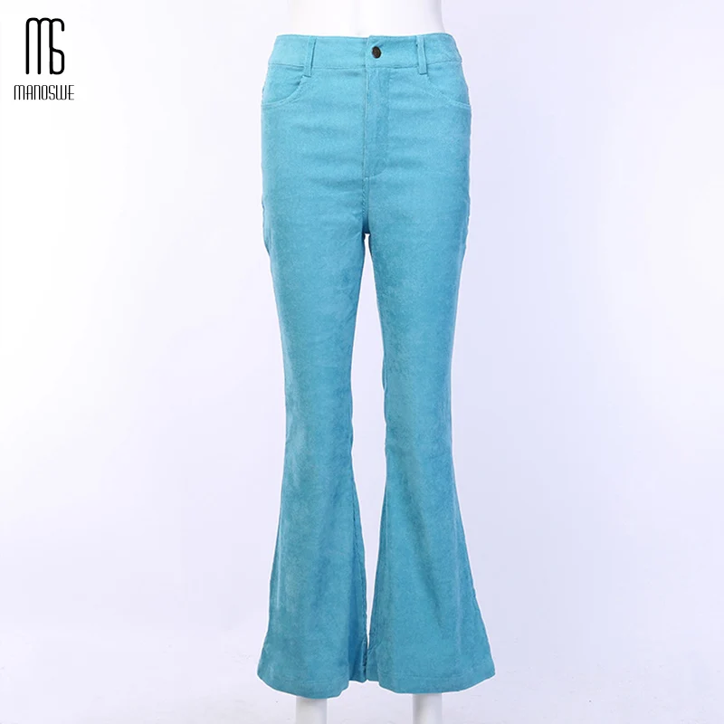 Женские вельветовые расклешенные брюки Manoswe с высокой талией в стиле ретро Осень