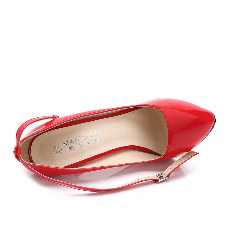 

Elegant Ankle Strap Shoes Woman Pointed Toe 16cm metal Thin Heels shoes zapatos mujer Wedding Stiletto Pumps chaussure homme