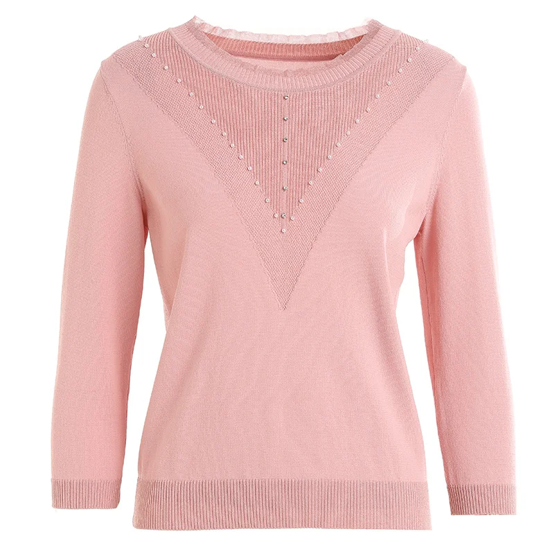 

Gowani Long-sleeve Knitted Top Light Pink Knit Blouse