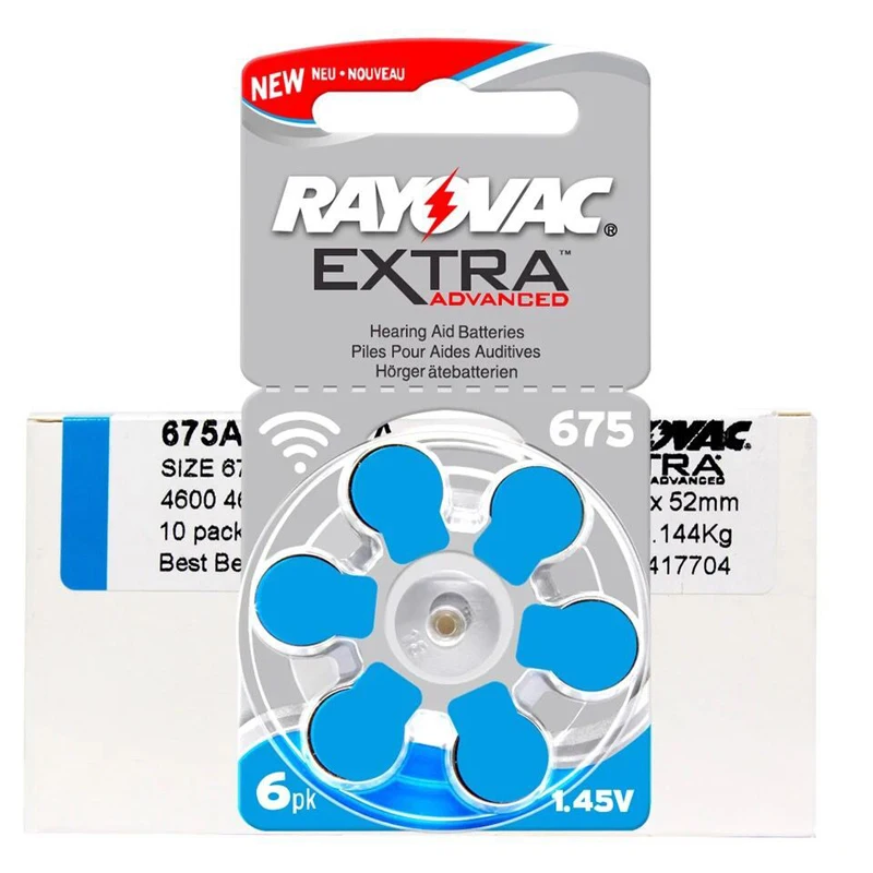 

60 PCS RAYOVAC EXTRA Hearing Aid Batteries Zinc Air 1.45V 10A/A10/PR70 .13 A13 P13 PR48 .312/A312/PR41 High Performance Battery