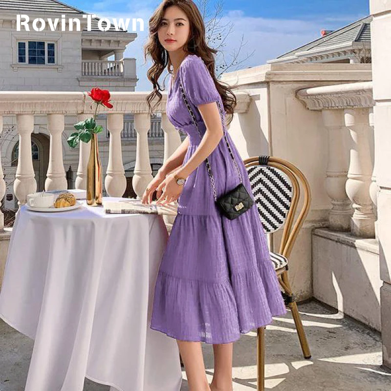Летнее женское платье трапециевидной формы в Корейском стиле уличная одежда