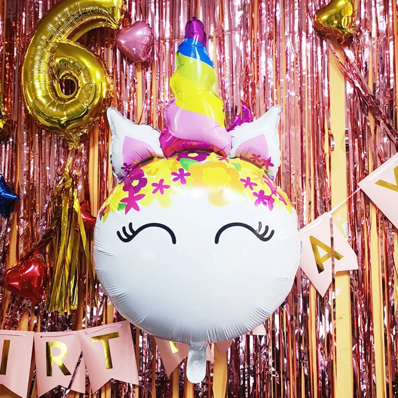 

1pc 18inch Color Cartoon Unicorn Horse Theme Aluminum Foil Balloons Children's Birthday Wedding Party Decoration Latex Balloon