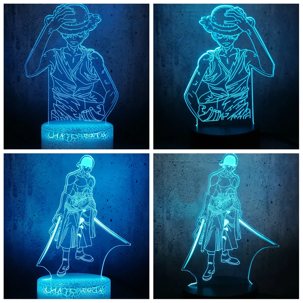 Цельная фигурка Луффи Зоро из звездных войн Дарт Вейдер 3D ночной Светильник