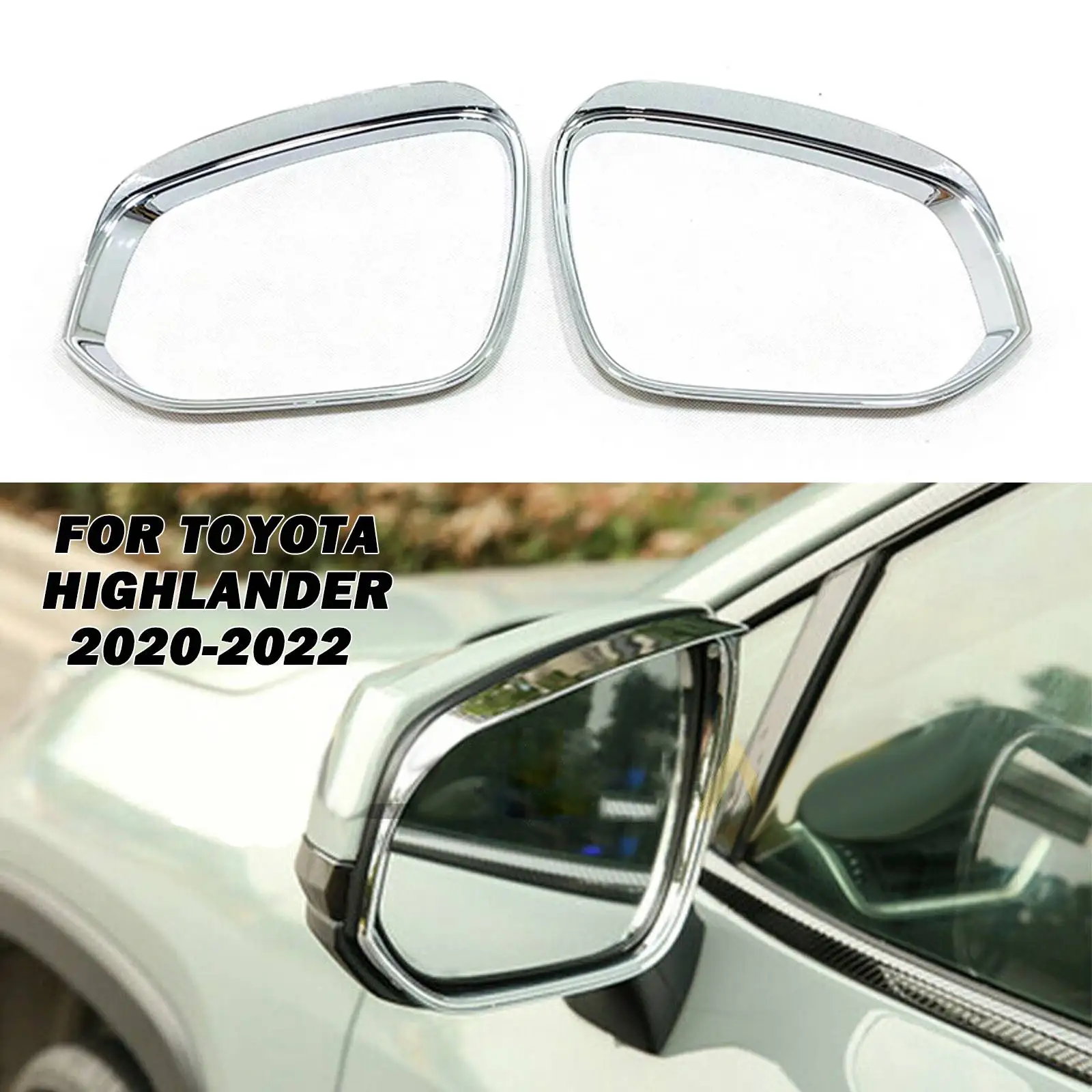 

For Toyota Highlander 2020-2022 Chrome Rearview Mirror Rain Guard Cover Trims
