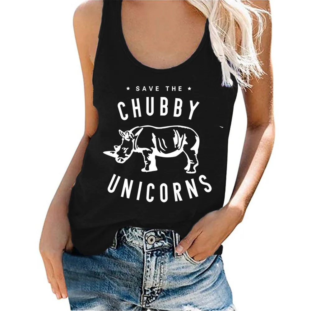 

Save The Chubby Unicorns Graphic Tee Funny Tank Tops Women Sleeveless Casual Camisole
