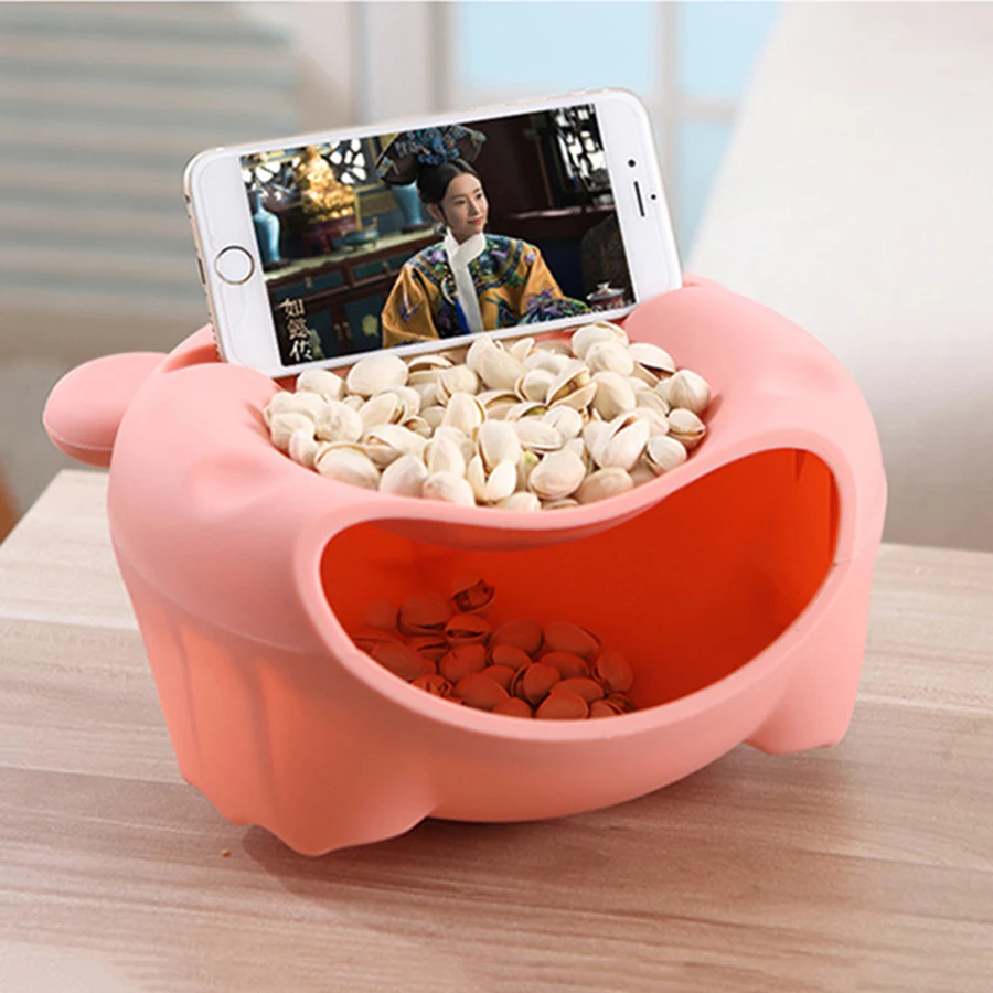 Креативная ленивая миска для закусок пластиковая круглая коробка хранения