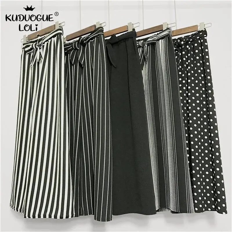 Женские летние тонкие вязаные брюки черные свободные широкие до щиколотки