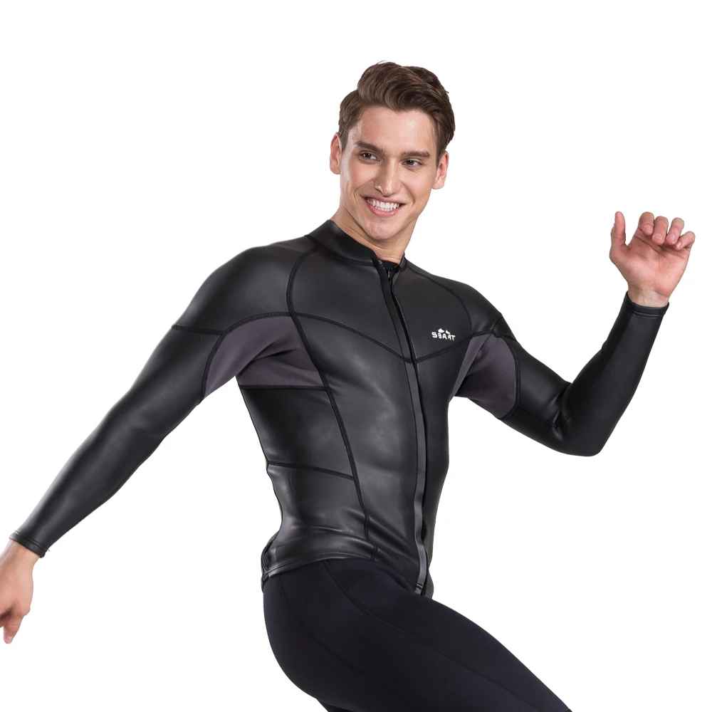 

Men's 2mm Neoprene Wetsuit Jacket Front Zipper Windsurf Warm Scube Dive Waterski Spearfishing Sbart Anti-UV Diving Jacket 2021