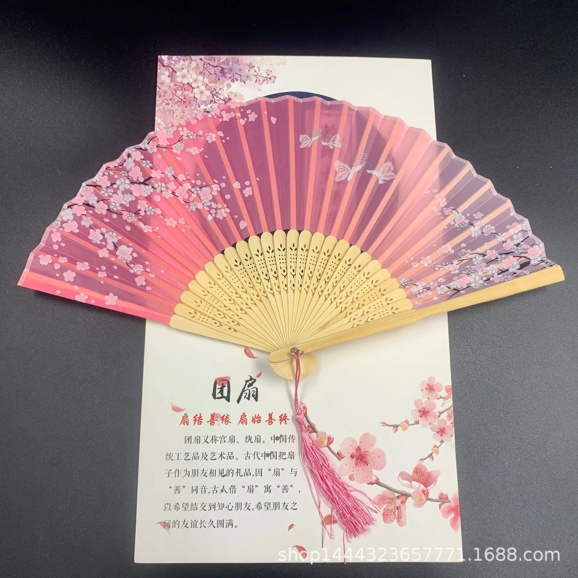 

ChineseJapanese Fan Pattern Art Craft Gift Dance Fan Vintage Style Silk Hand Folding Hand Fan Dance Wood Bamboo Fan