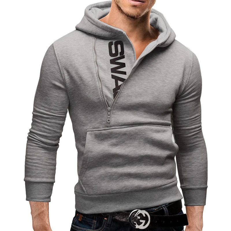 2019 Side Zipper Hoodies Men Sweatshirt Spring Letter Print Sportswear Slim Pullover Tracksuit Hip Hop Streetwear | Мужская одежда