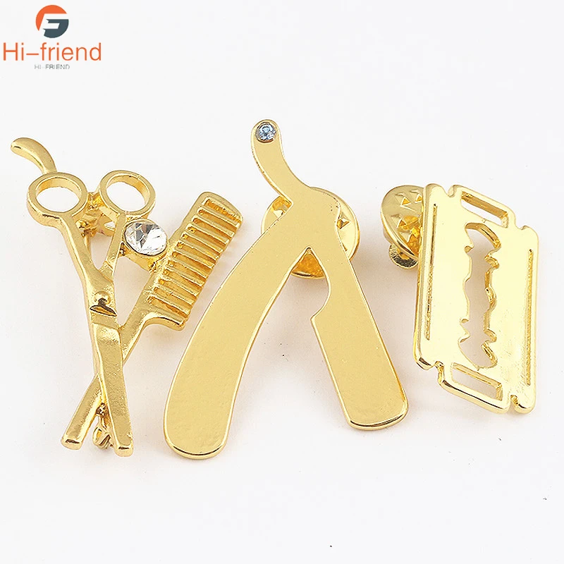 Новый Дизайн Парикмахерская брошь мытья волос Парикмахерские ножницы бритва и