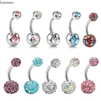 leosoxs hot selling human puncture 4 8 piece set stainless steel belly button belly rings
