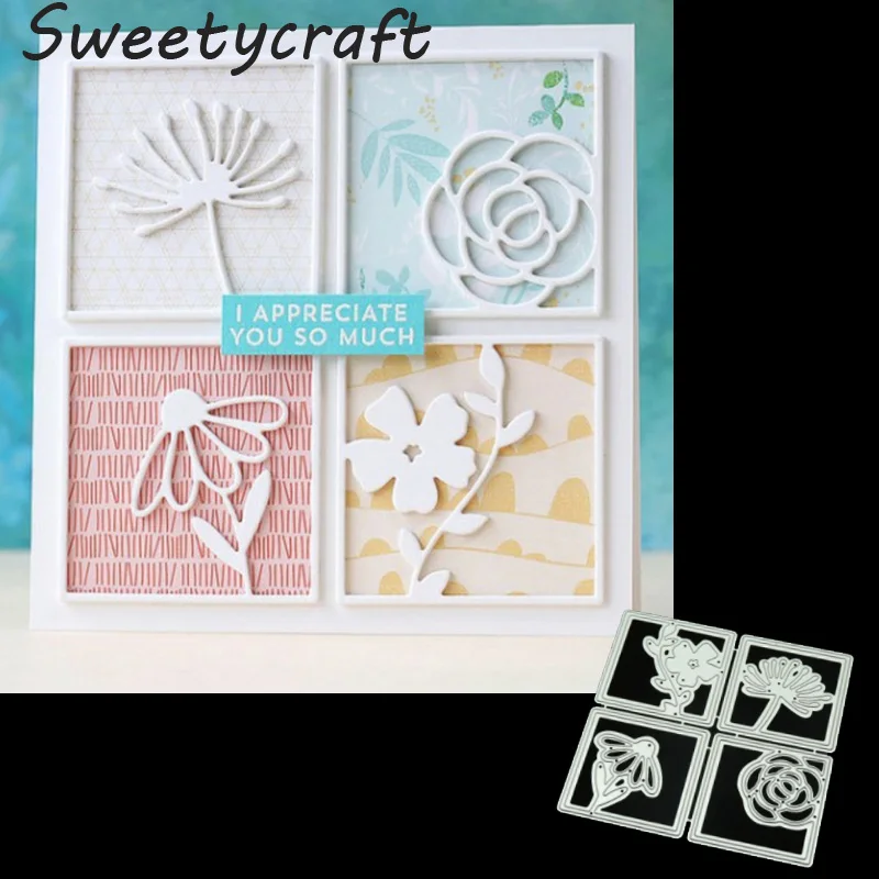

Flower Frame Metal Cutting Dies Scrapbooking New 2021 Stamps Craft Christmas Punch Embossing Paper Card Making Background DIY