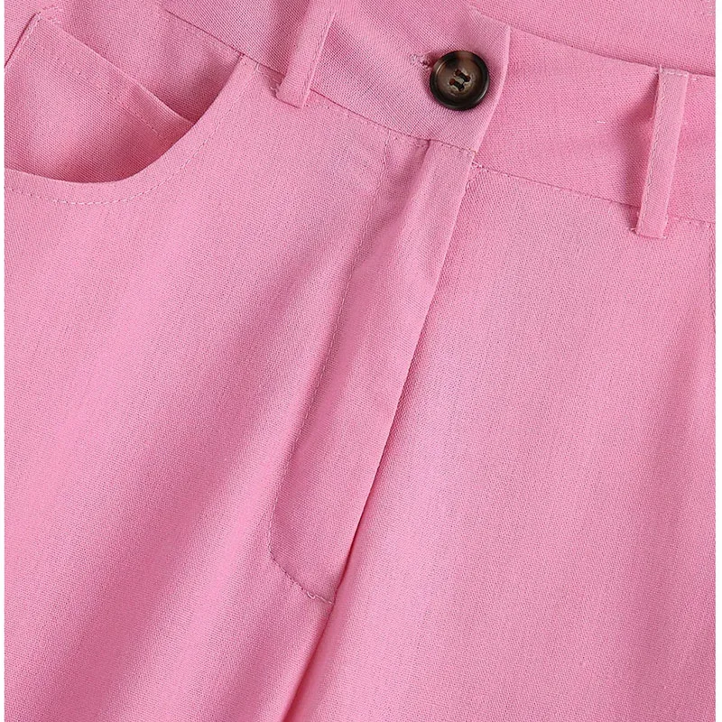 

2021 Women High Fashion Pink Chic Fashion Office Wear Straight Pants Zipper Fly Female Casual E Girl Aesthetic Streetwear
