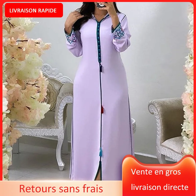 Женское длинное платье в мусульманском стиле элегантное винтажное Фиолетовое