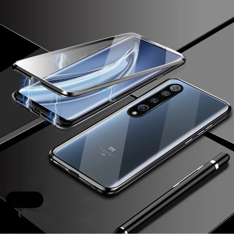 

Magnetic Glass Case For Xiaomi MI 10 Lite Metal Camera Lens Protective Double Side Tempered Glass Cover For Redmi Note 9 Pro 10T