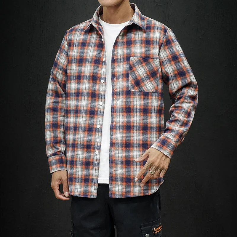 Мужская клетчатая фланелевая рубашка Slim Fit мягкие весенние мужские рубашки