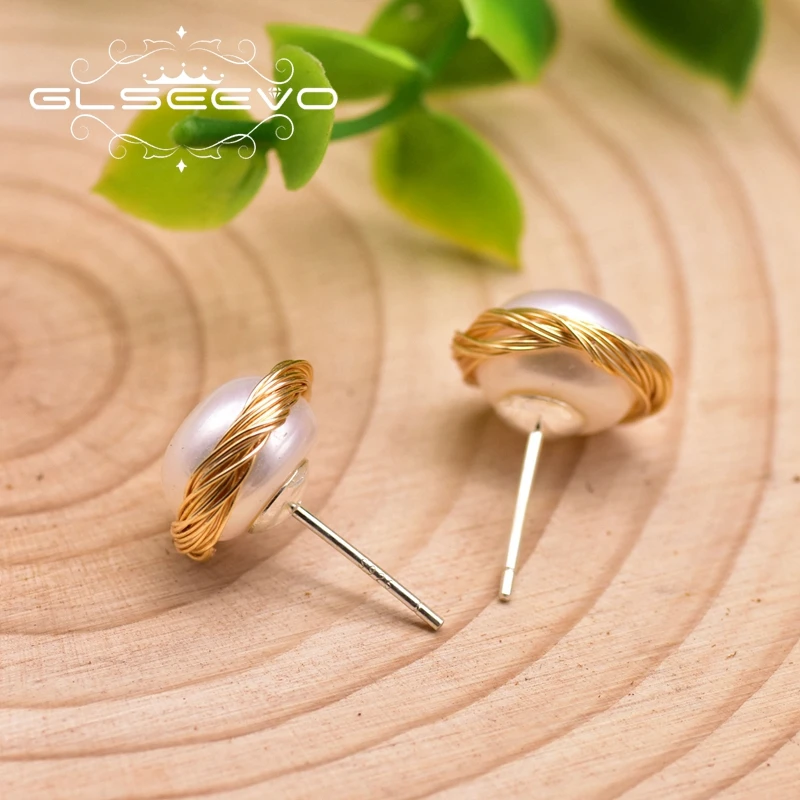 Женские серьги-гвоздики из серебра 925 пробы с пресноводным барочным жемчугом |