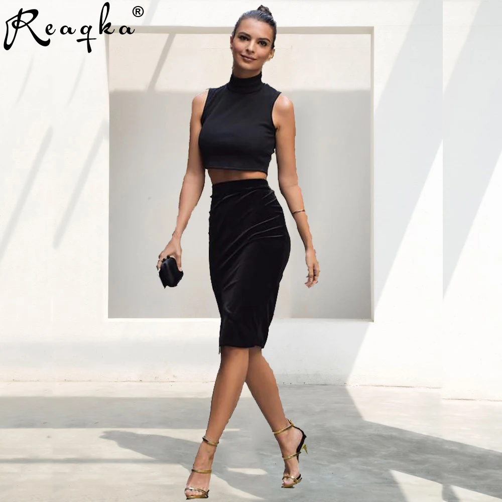 Сексуальное черное летнее платье женская мода водолазка без рукавов из двух