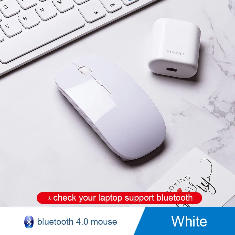 Беспроводная мышь для Macbook air 13/pro 13 Bluetooth мышь для huawei Xiaomi ноутбук перезаряжаемая ПК Бесшумная игровая мышь sem fio мыши - Цвет: 4.0 Bluetooth white