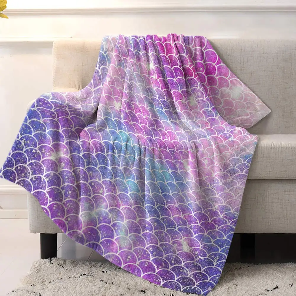 

Super Soft Cozy Flannel Fleece Blanket Mermaid Scales Lightweight Comfy Throw Blanket for Bed/Couch/Sofa/Camping- Geometric