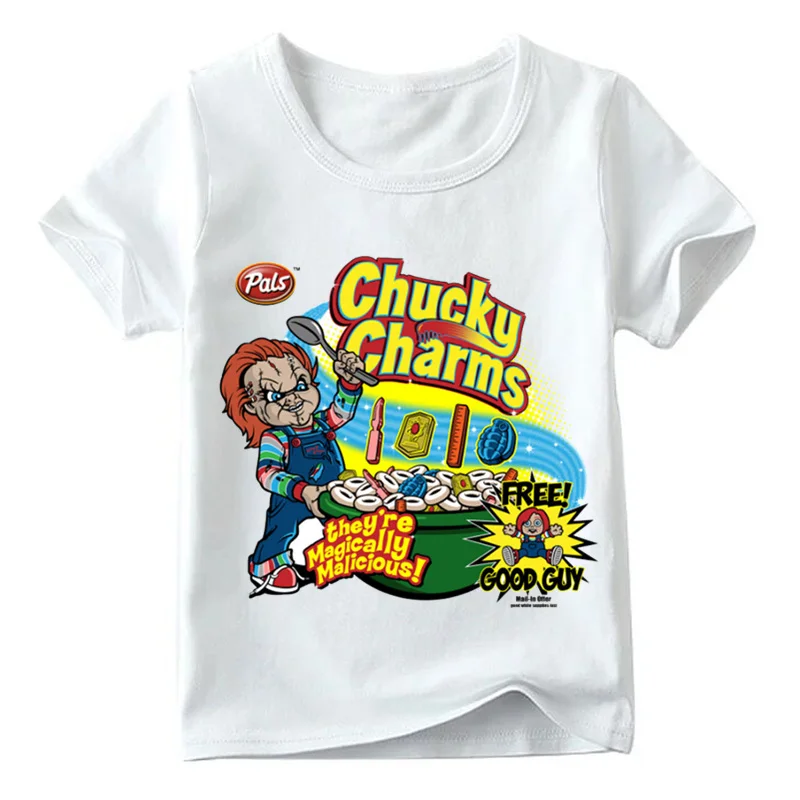 2019 Детская футболка с рисунком мультяшного рисунка Чаки дьявола летние белые
