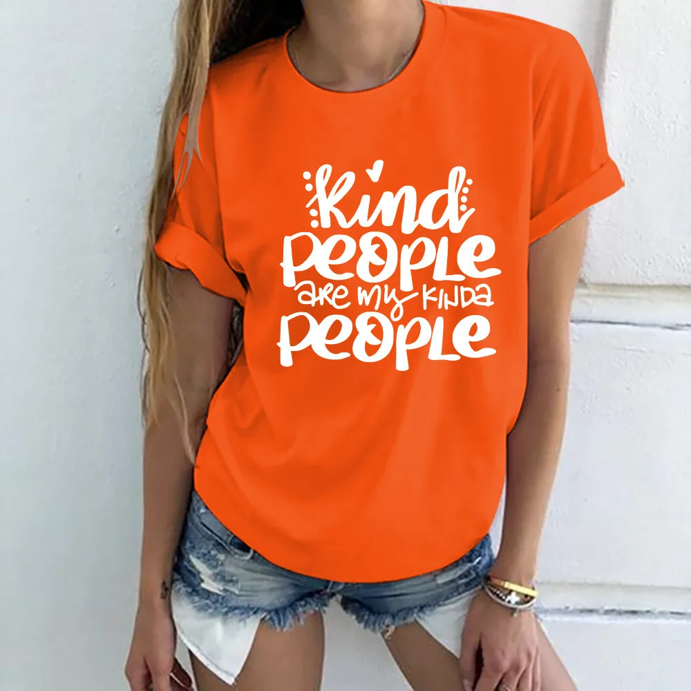 Модная женская футболка с надписью Kind People Повседневная Harajuku коротким рукавом и